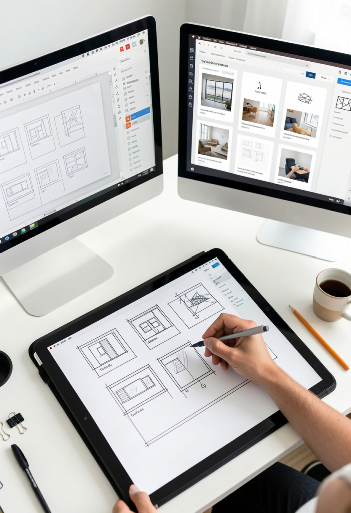 freepik a designers hand drawing website wireframes on a l 3039
