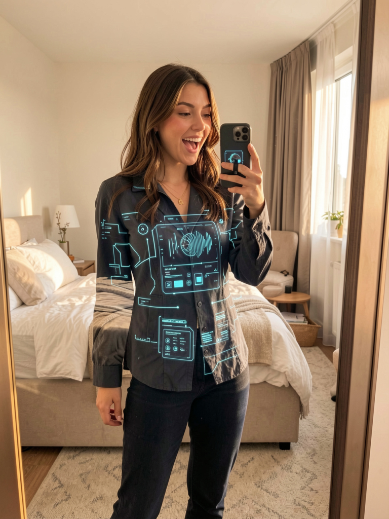 freepik a young stylish woman pointing her smartphone at h 99274